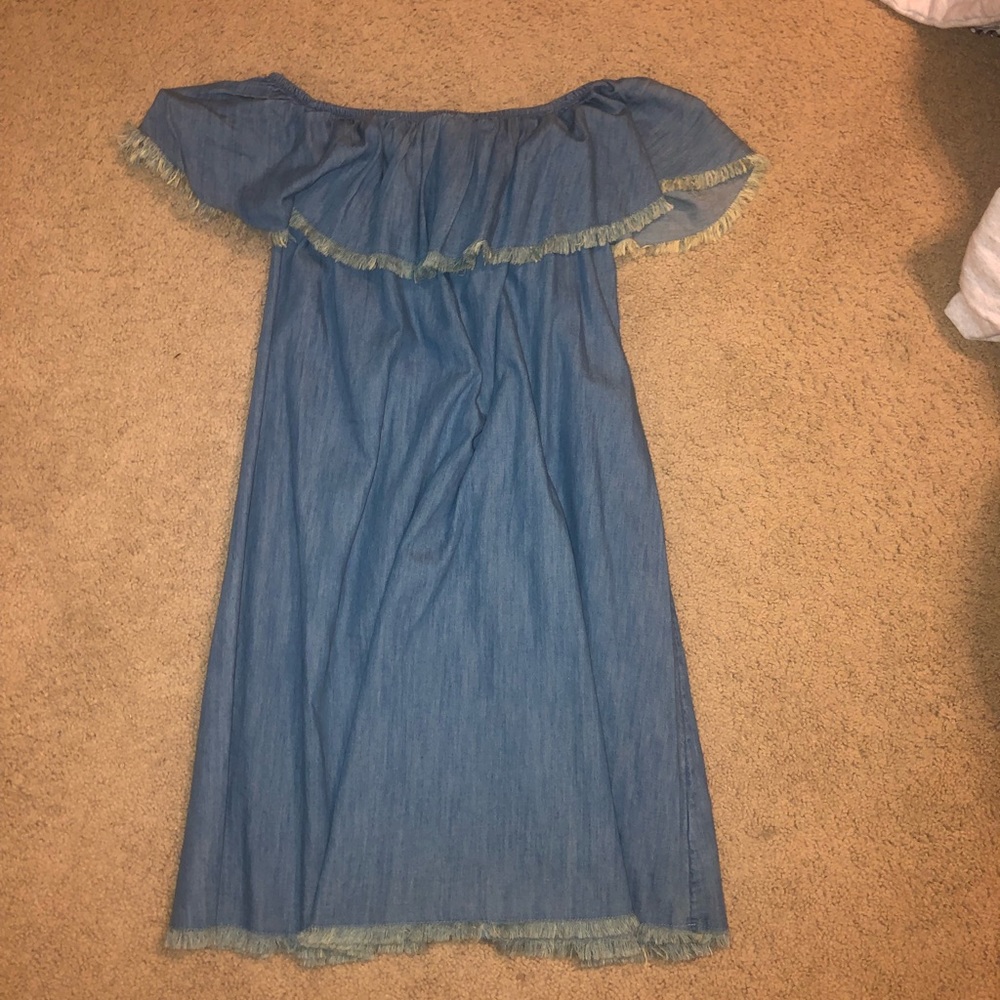 Denim off the shoulder dress